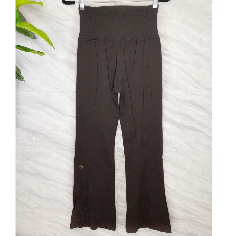 VTG Lululemon Groove Brown Lrg Logo Wide Leg Pants 8